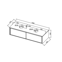 Mobilier suspendat Kolpasan, Orphia 140, cu blat din Kerrock, 2 sertare, light grey